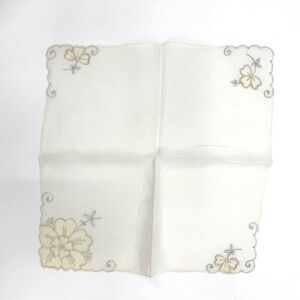 Vintage Floral appliqué Handkerchief or cocktail napkin
